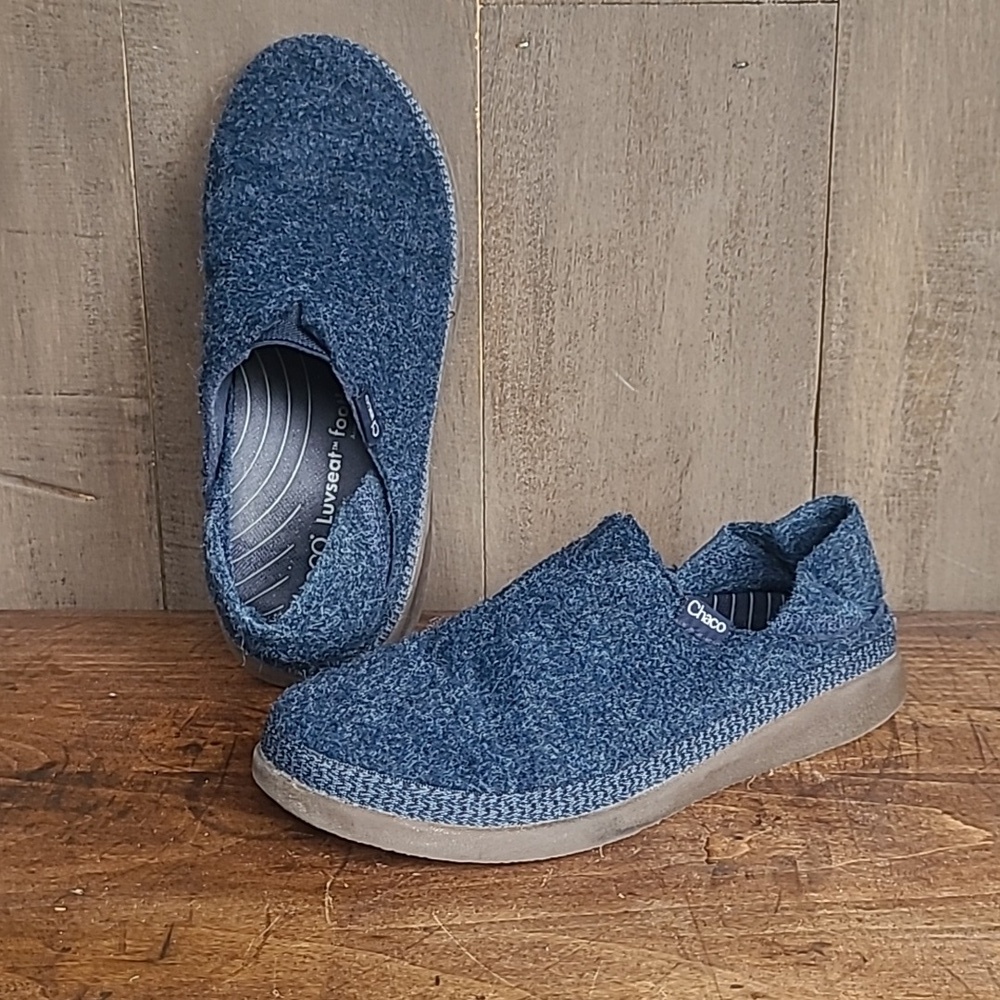 Chaco Shoes Women's sz 6 Blue Revel Moccasin Wool Blend Slip On Shoes